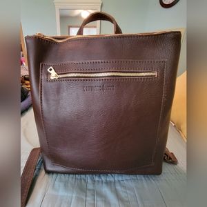 Portland Leather Tote Backpack in Coldbrew